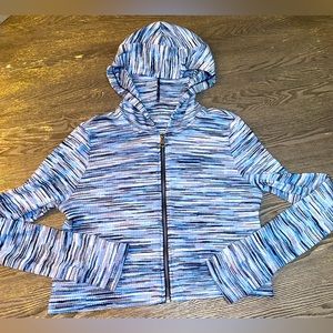 American Eagle Waffle Knit Blue Cropped Jacket M/L